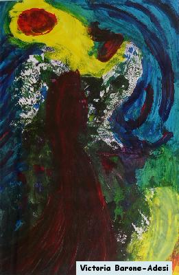 Frog Sun acrylic abstract art