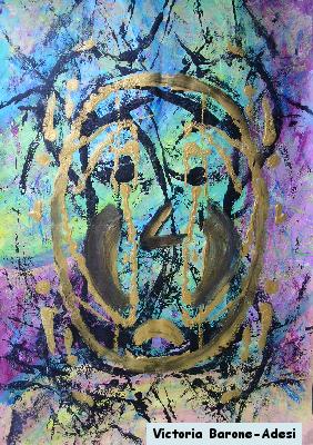 Golden Tears acrylic abstract art