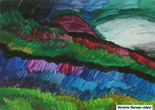 Dawn Mountains arte acrilica astratta