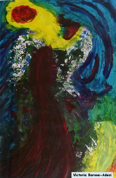 Frog Sun acrylic abstract art