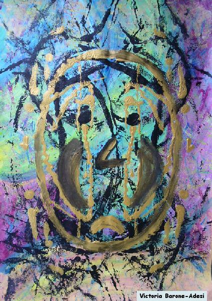 Golden Tears acrylic abstract art
