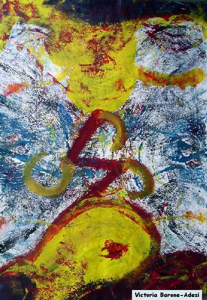 Whale and Bird arte acrilica astratta