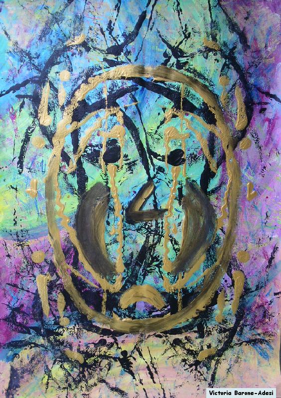 Golden Tears acrylic abstract art
