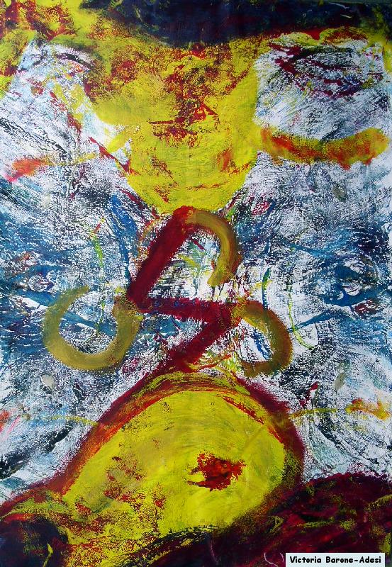 Whale and Bird arte acrilica astratta